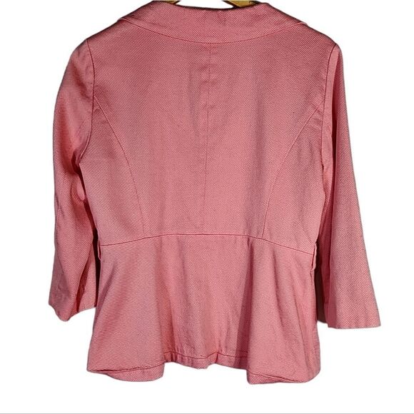 Sandro Pink Birds Eye Stretch 3/4 Sleeve Blazer - Picture 5 of 6